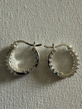 NEW Evry Jewels Sterling Spike Detail Hoop Earrings - Silver